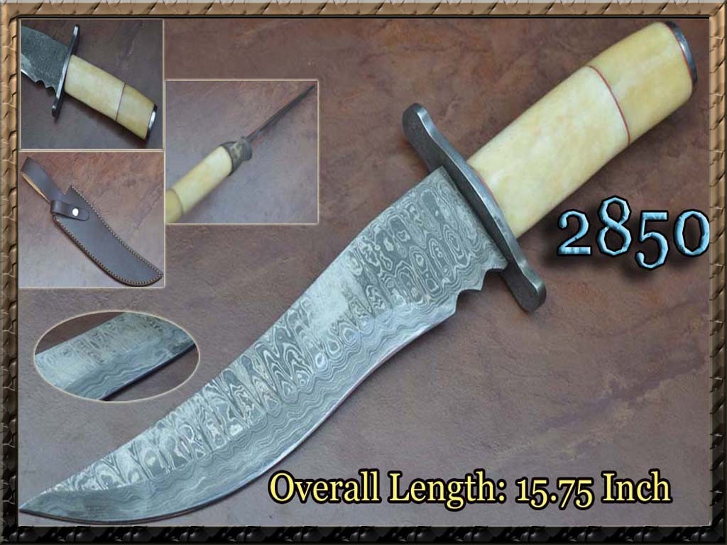 Custom Handmade Damascus Steel 15.7 Inches Bowie Knife- Hunting Knife Bone Knife