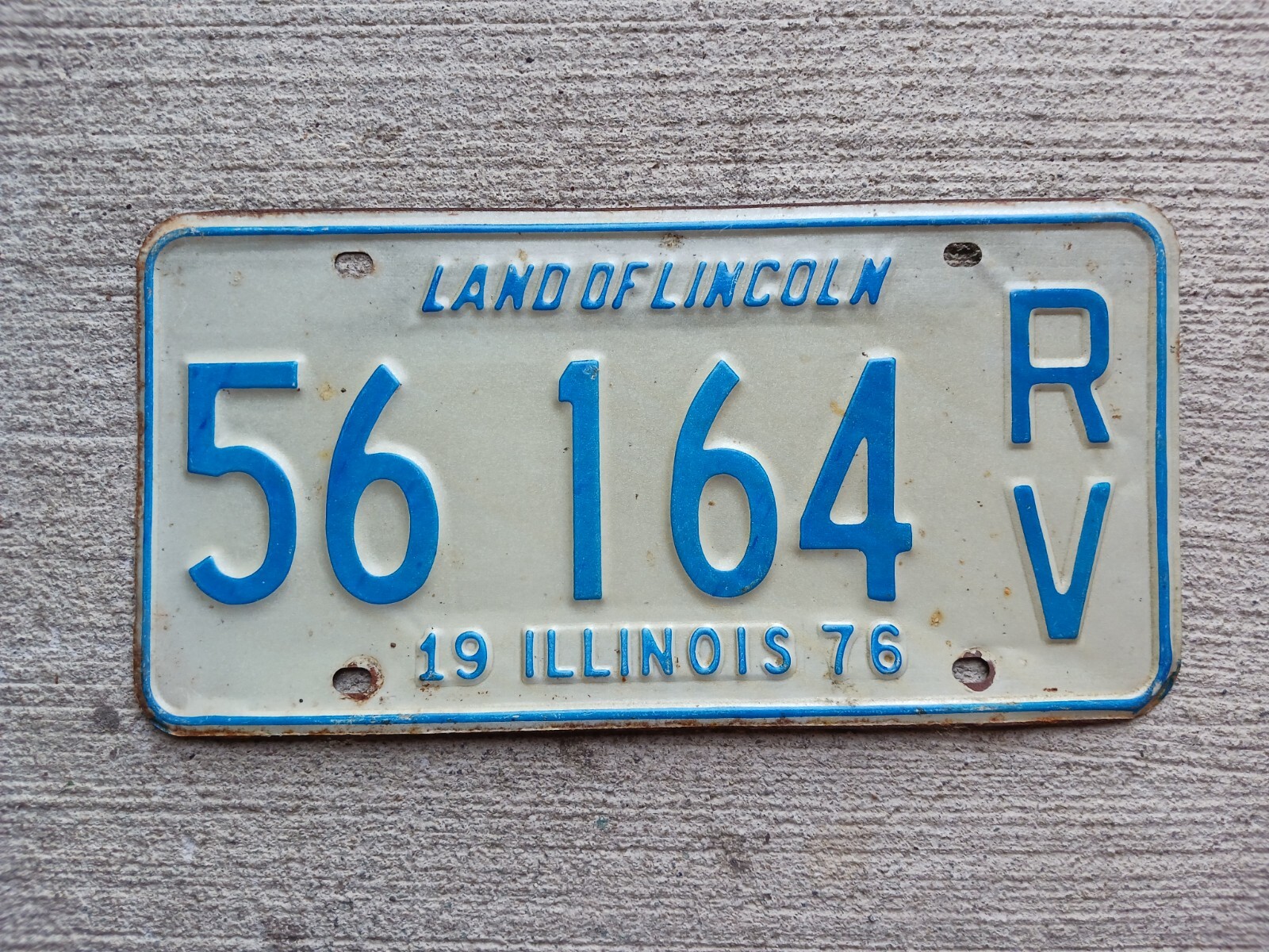 1976 Illinois Recreational Vehicle IL License Plate 56 164 RV 
