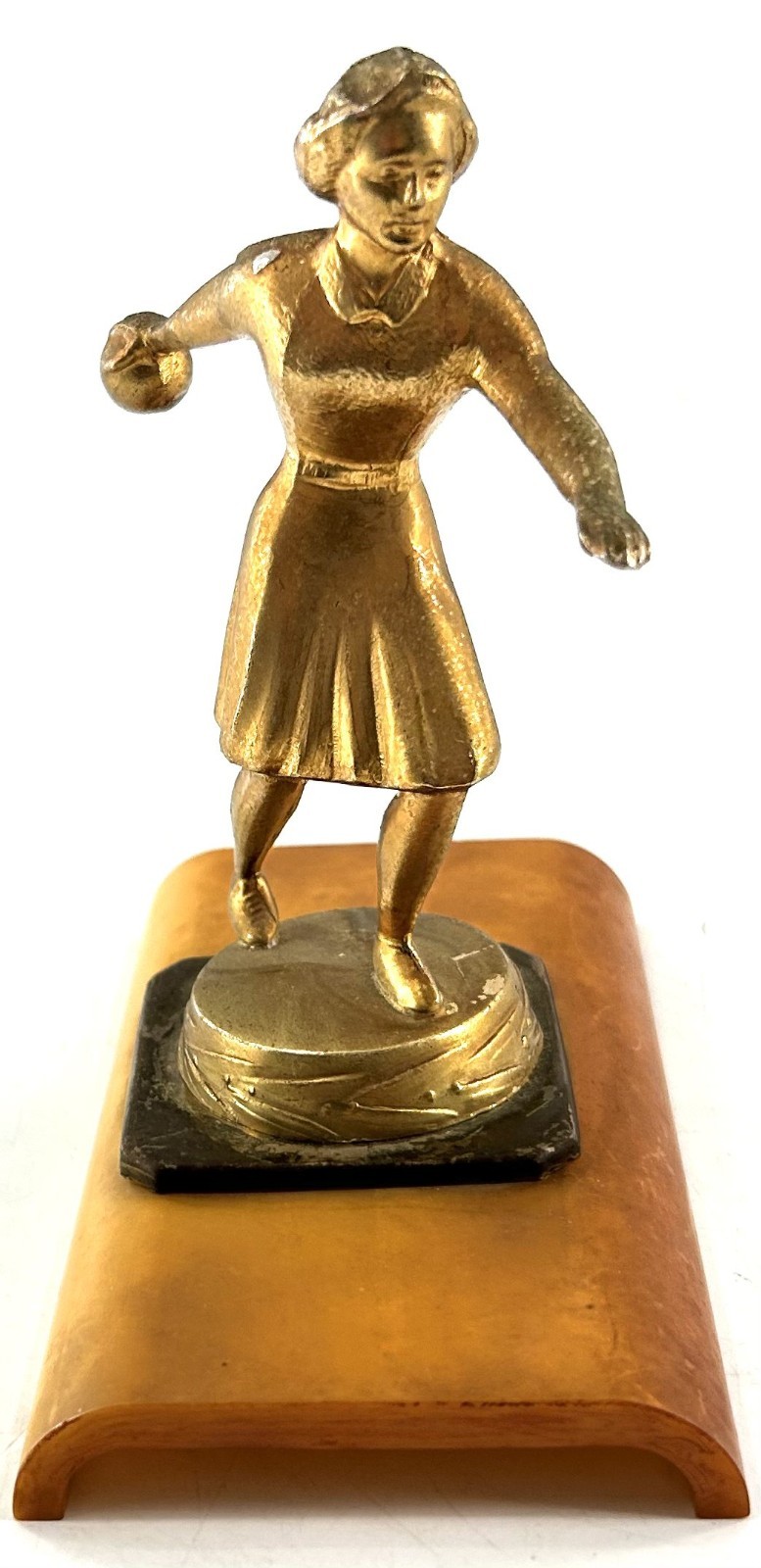 Vintage MCM Bakelite Bowling Trophy - Butterscotch Base - 5.5\