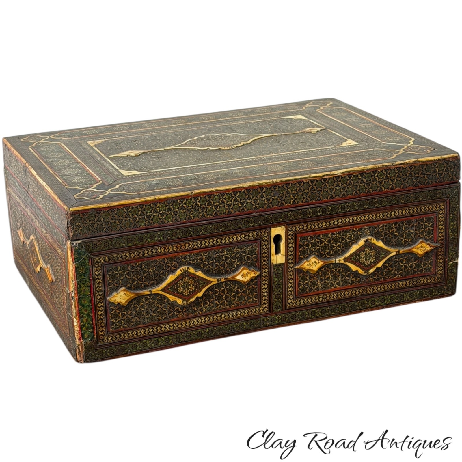 Antique Micro Mosaic document box inlay valuable 1840s  art anglo indian 