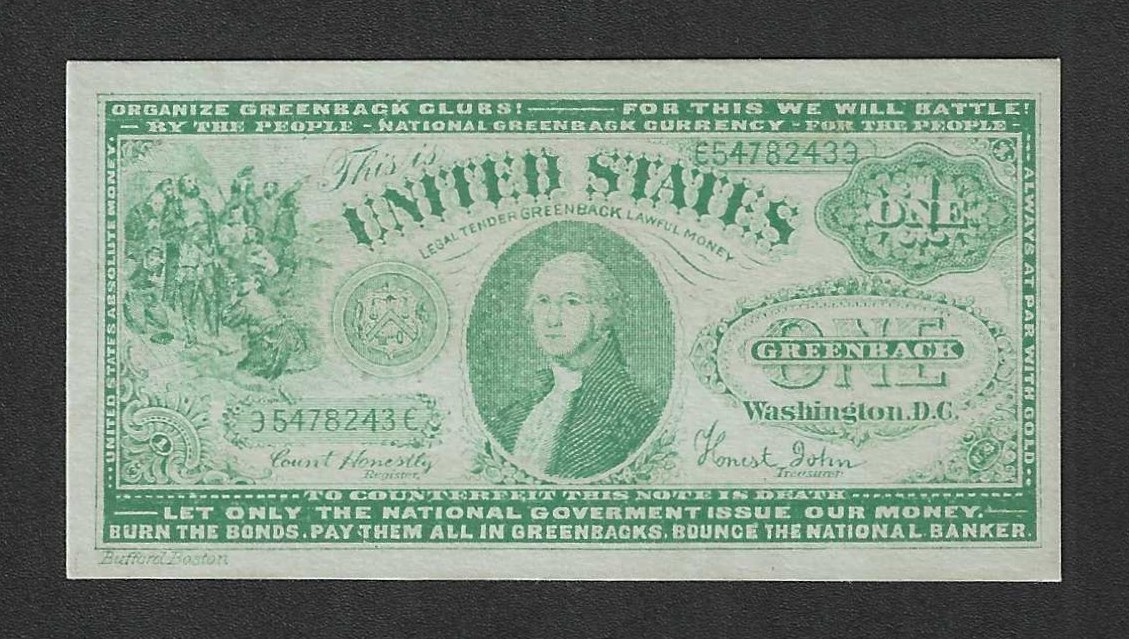 c1880's Wild Cat Money Trade Card - Early Bufford George Washington - Boston MA