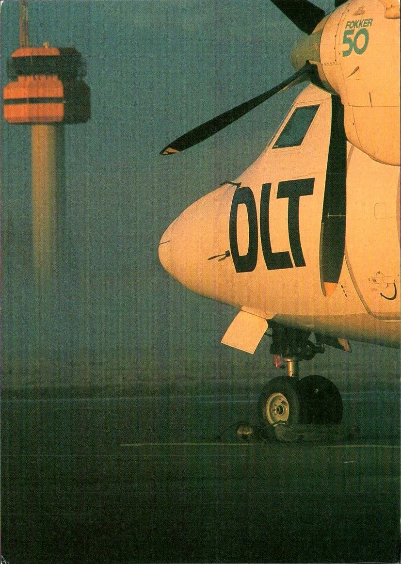 DLT Fokker 50 Airliner Lufthansa Partner - Airline Issue Postcard - c1988