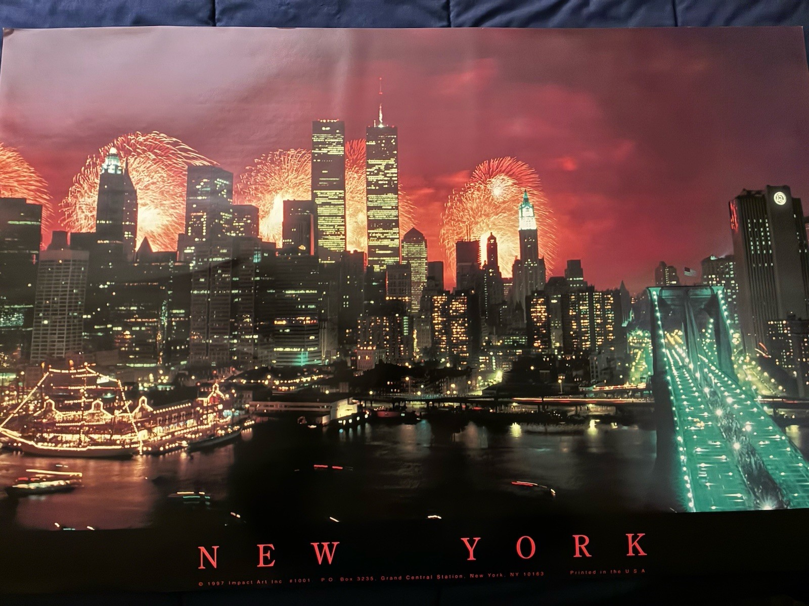 Vintage World Trade Center Brooklyn Bridge Poster 24”x36”