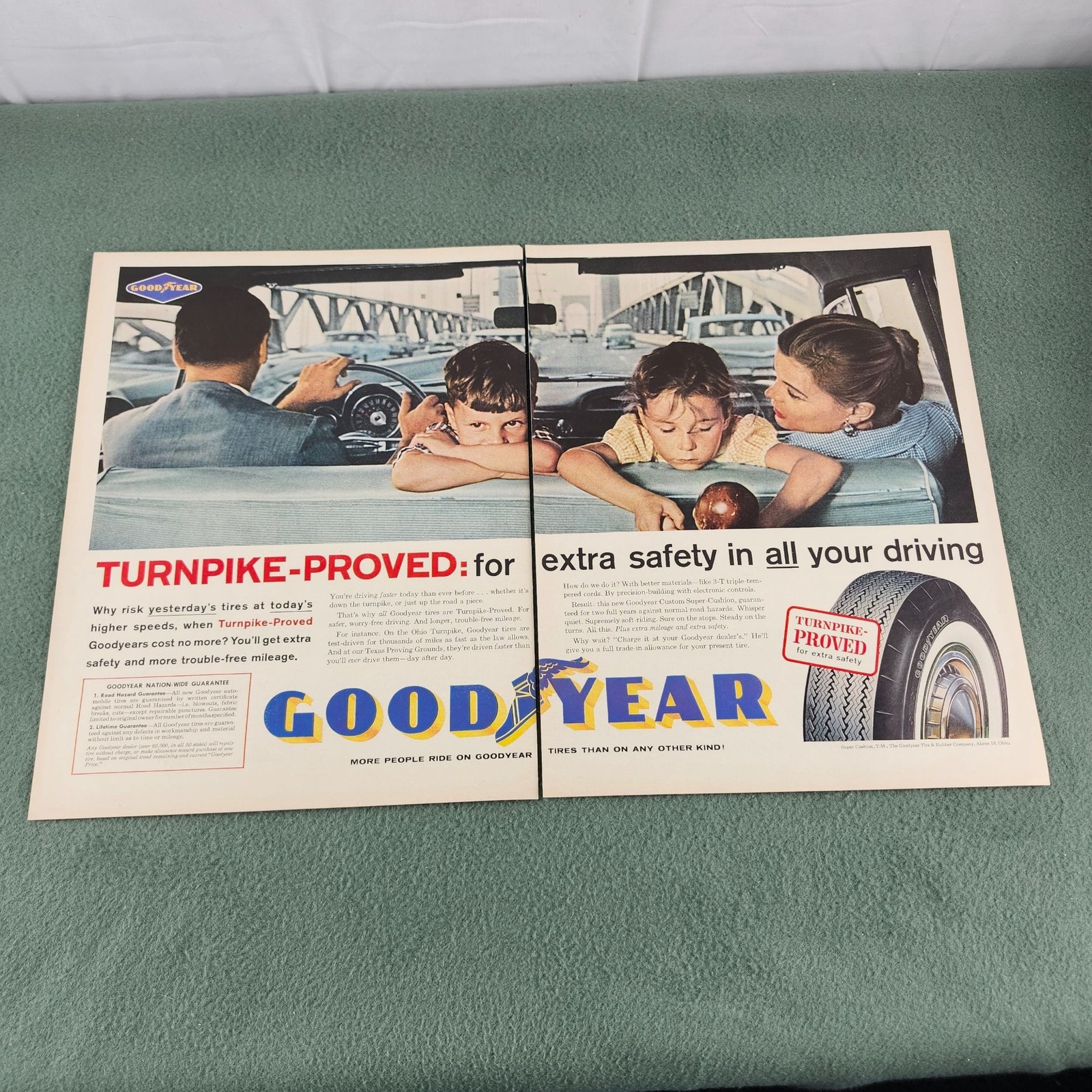 Vintage 1959 Goodyear Turnpike-Proved Tire Advertisement Double-Page Spread 21x1