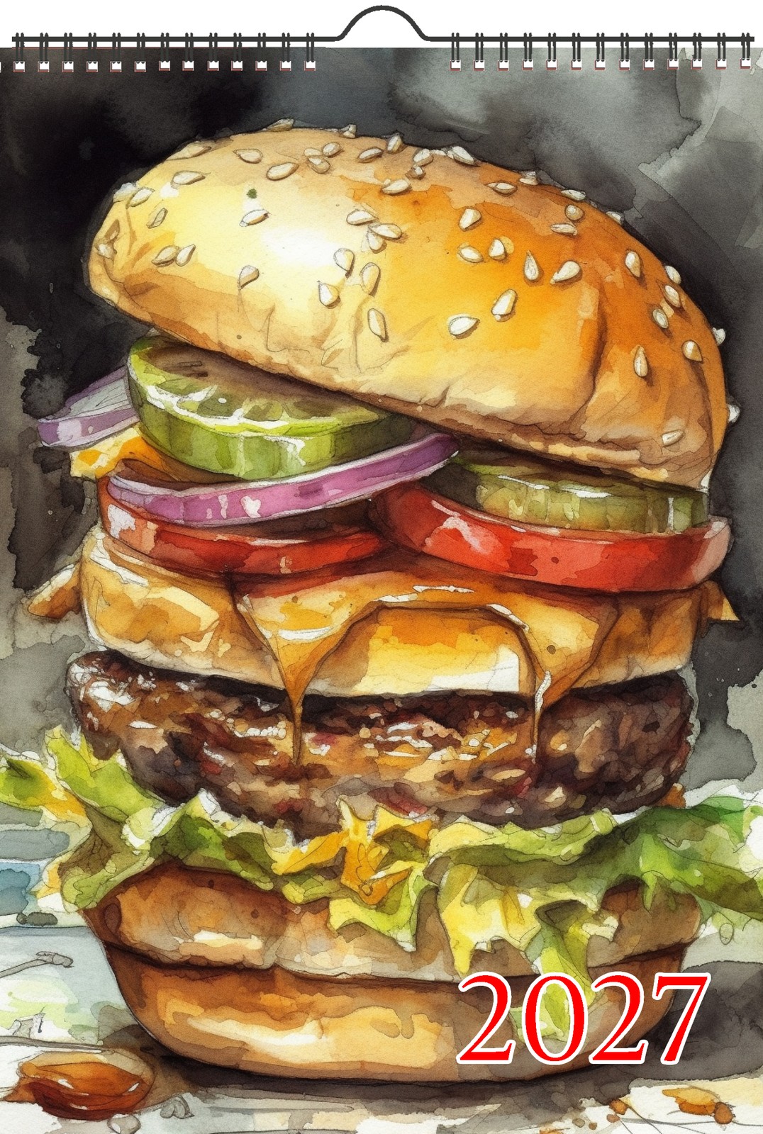 2027 Wall Calendar ~ Amazing Paintings of Delicious Burgers and Fries Vintage