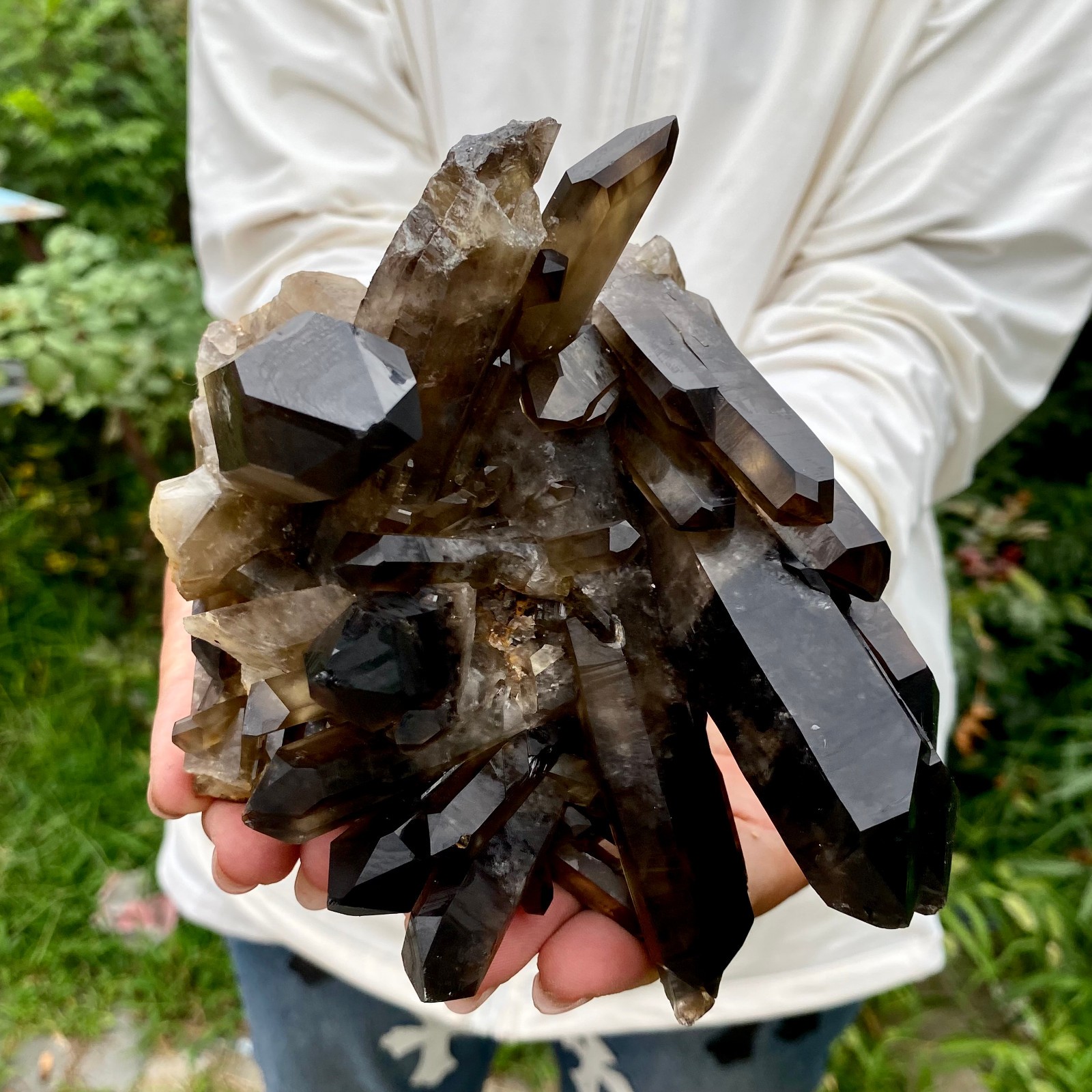 2.2LB  Large natural smoky black quartz cluster crystal raw specimen healing