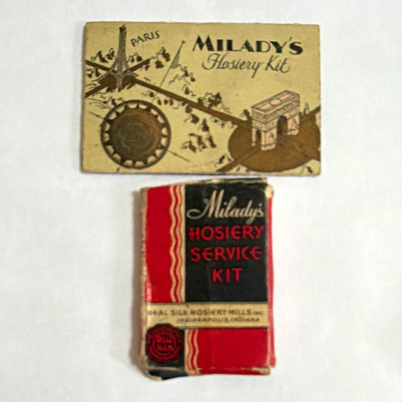 Lot of 2 Antique 1920’s Real Silk Hosiery Milady’s Service Kits Paris & Art Deco