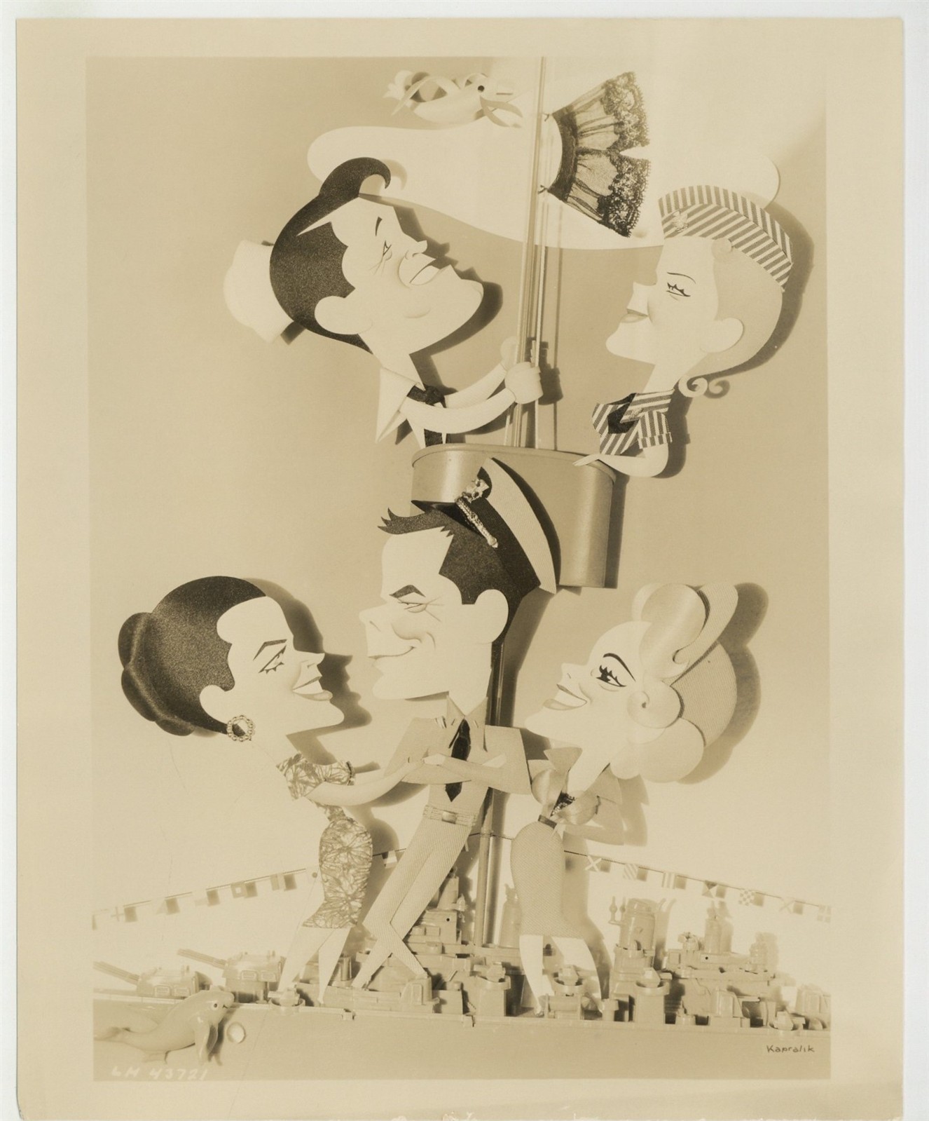 Jacques Kapralik 1957 Original Photo Double Weight 8x10 Caricature Art J14759