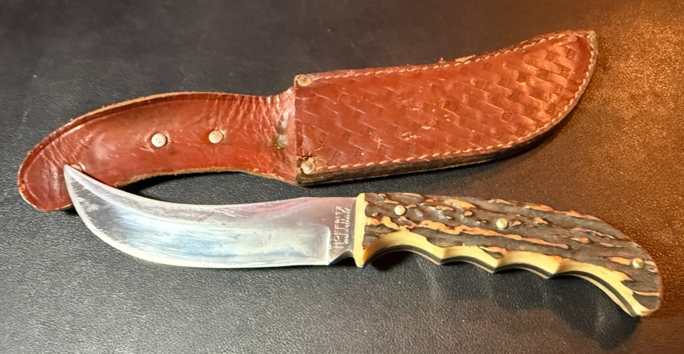 Hoffritz NY Trapper Made in Germany Hand Forged Hand Ground - Stag - Orig Sheath