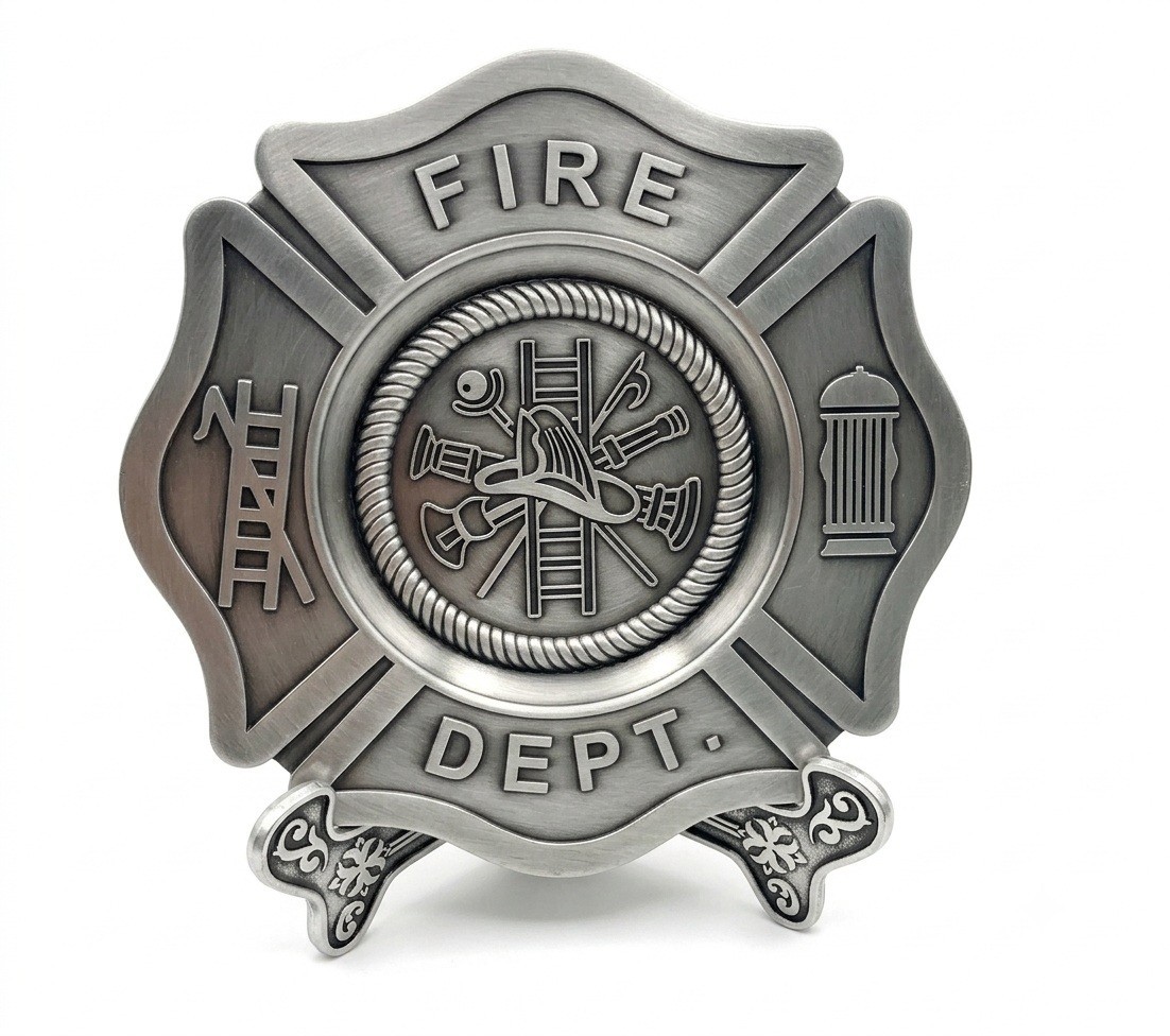 Firefighter Maltese Cross Display Plaque – 5.5-Inch Fire Department Emblem