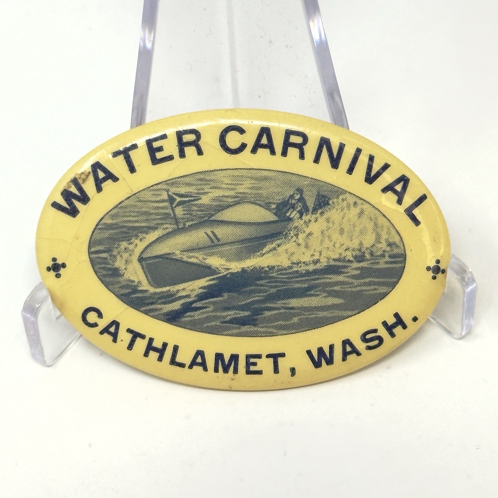 Rare 1909 Cathlamet, WA Water Carnival/Regatta Pinback Button By Irwin-Hodson Co