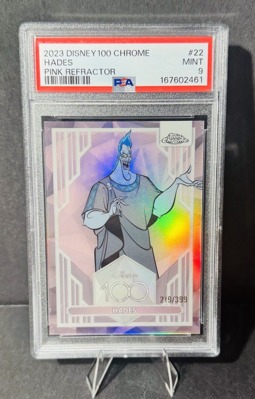 2023 Disney Topps Chrome Hades #22 PSA 9 Pink Refractor /399 1st Edition