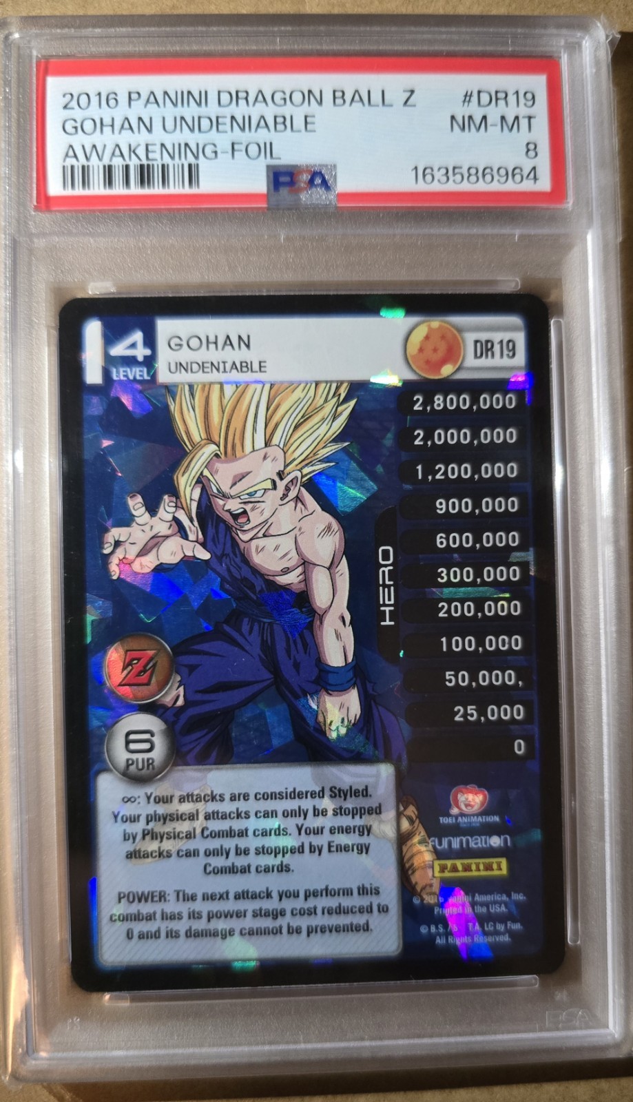 2016 Panini Awakening Gohan Undeniable #DR19 Dragon Ball Z Foil Psa 8