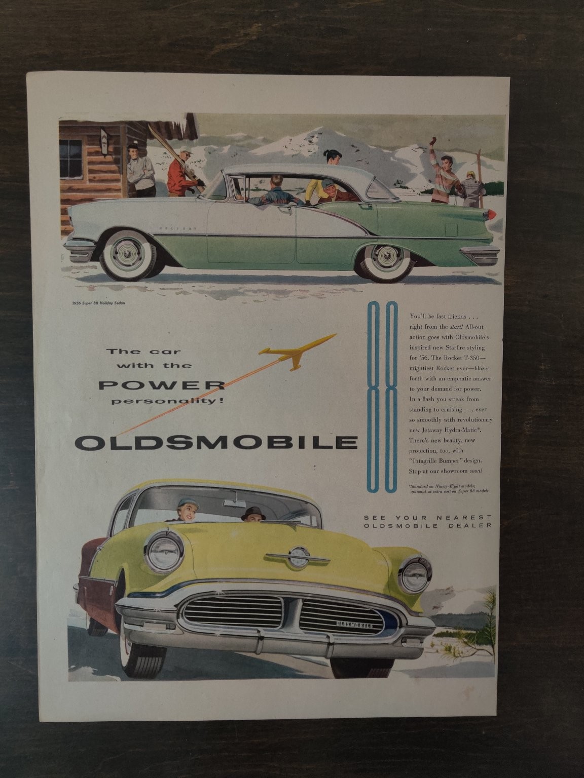 Vintage 1956 Oldsmobile Super 88 Holiday Sedan Color Full Page Original Ad