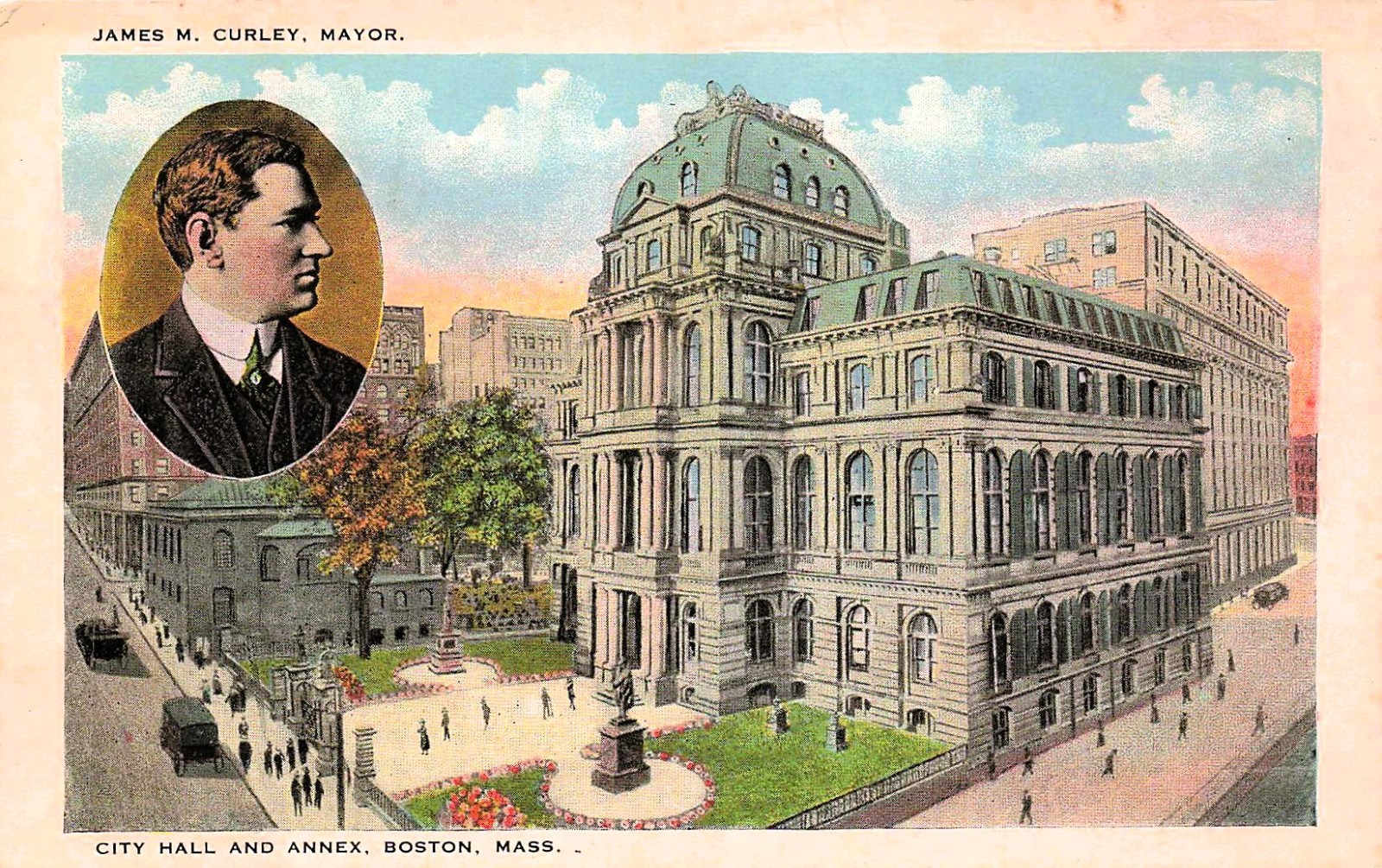Boston City Hall Annex James Curley Mayor Vtg Postcard I20