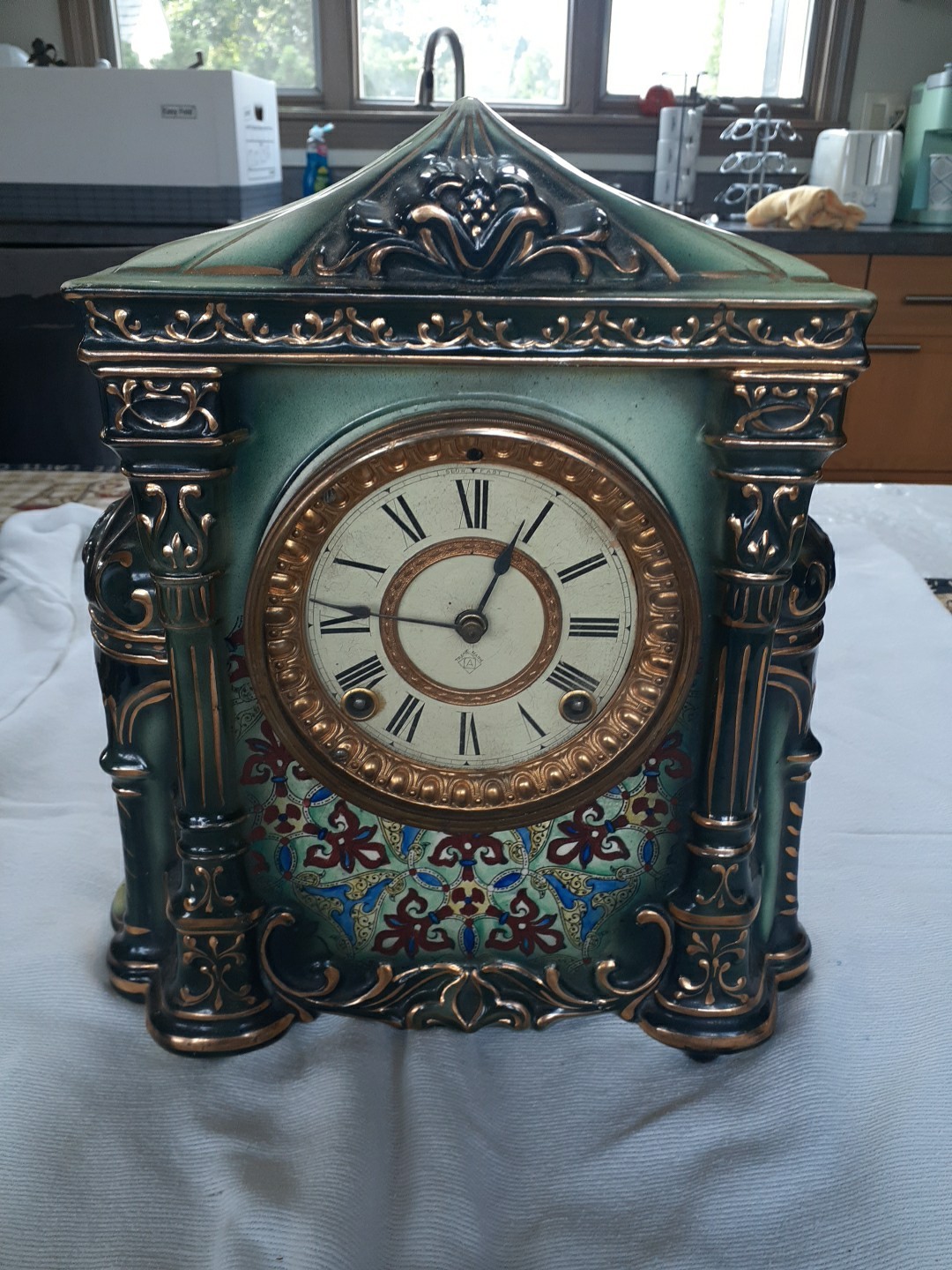 Rare Antique Ansonia Porcelain Clock