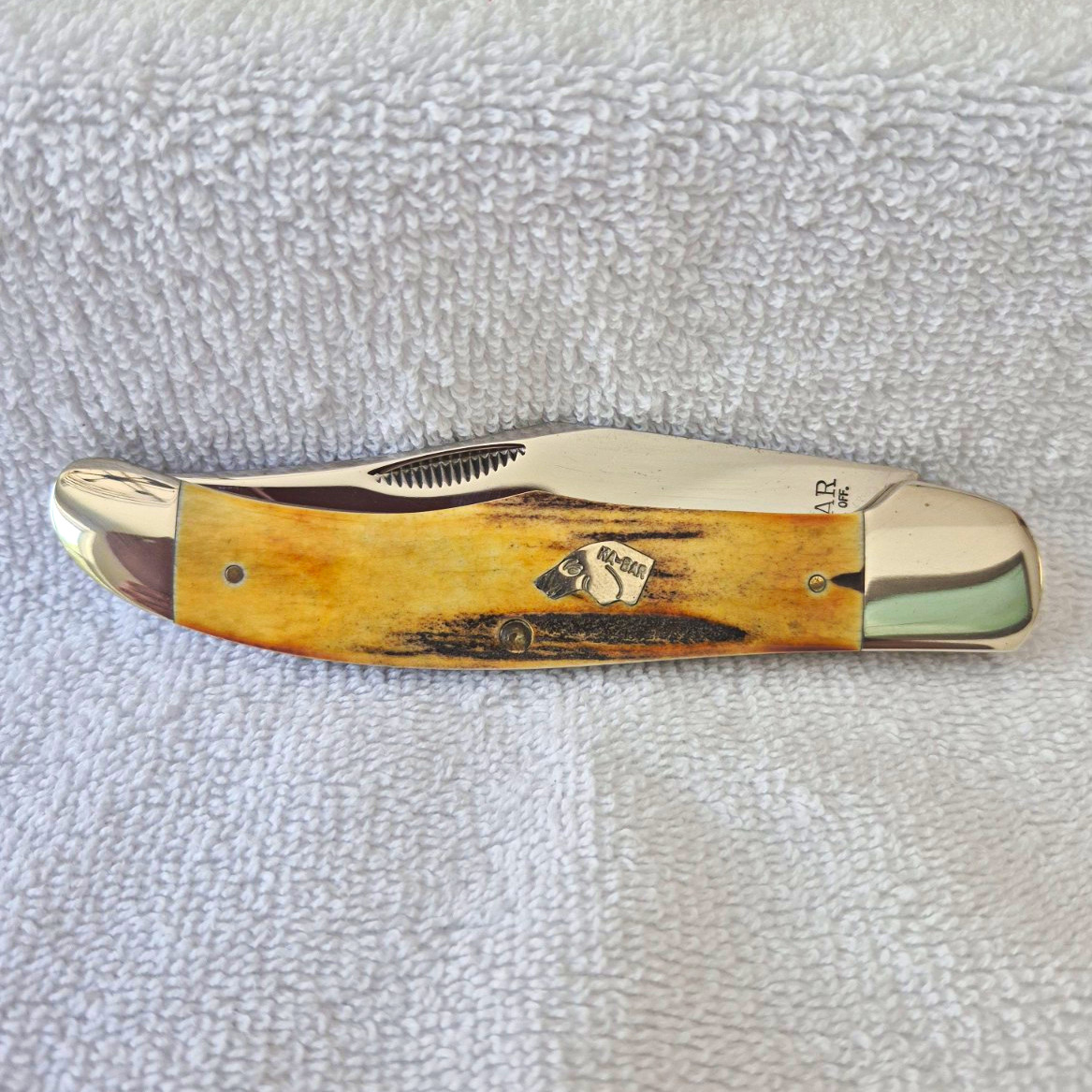 KA-BAR Union Cut Co. X11/77 1977 Bone Handle Lockback Pocketknife Clip Pt