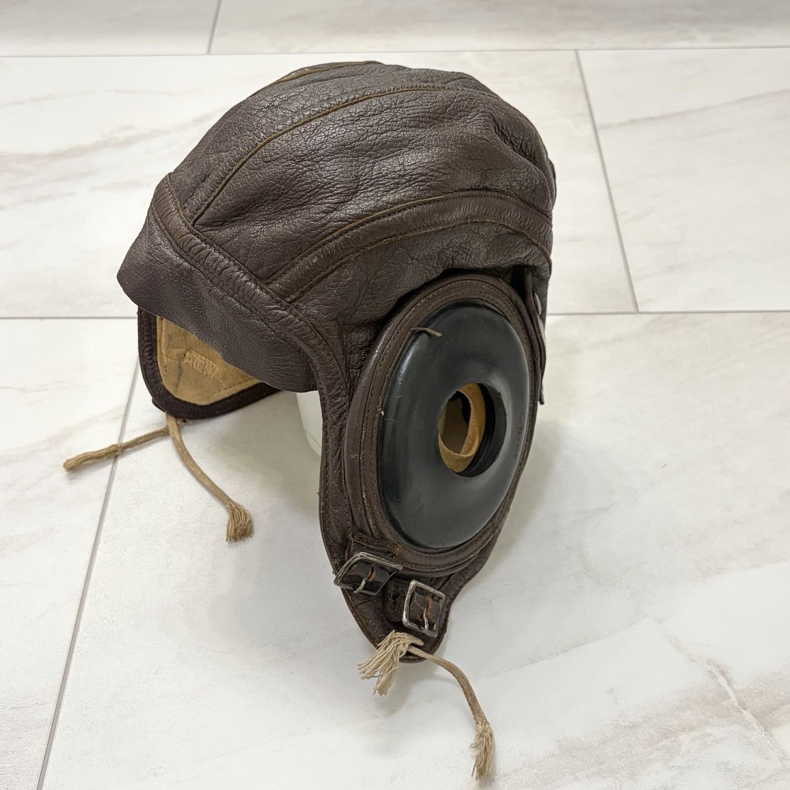 WWII US Army AAF Leather Flight Helmet AN-6540 Slote & Klein Large