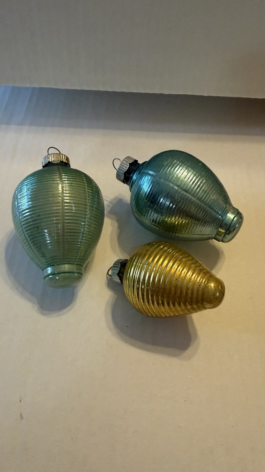 3 Vintage Shiny Brite Chinese Lantern Ornaments Made In USA