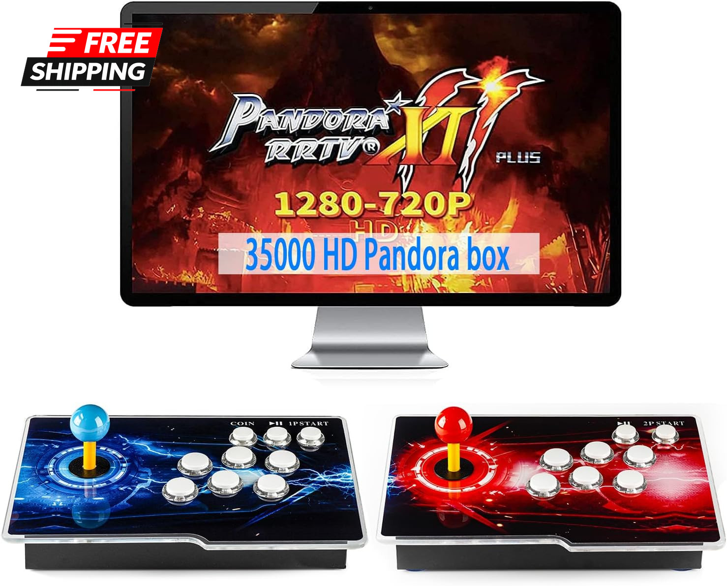 35000 Games in 1 Box Retro Arcade Game Console with Two Separate Host for PC & P