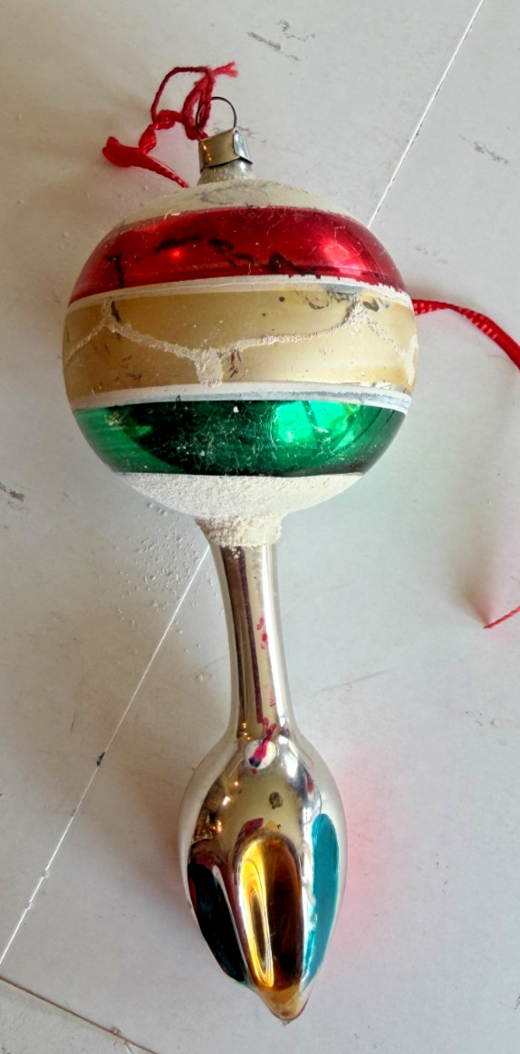 Vintage Germany Mercury Glass Hot Air Balloon Style Christmas Ornament 7\