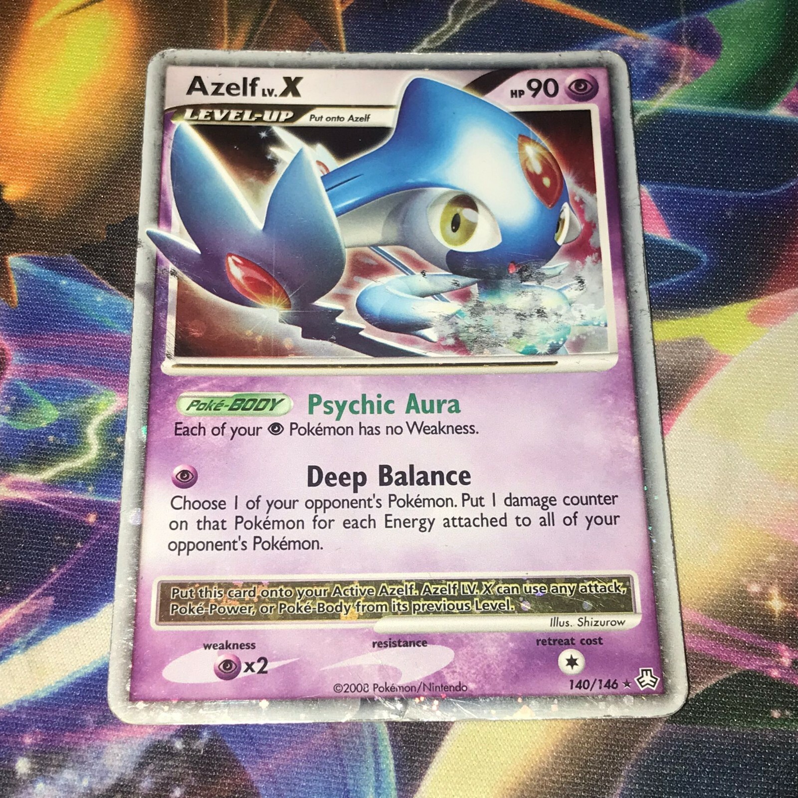 Azelf Lv X ~ 140/146 ~ Holo ~ LEGENDS AWAKENED ~ Heavy Played ~ Pokemon Card