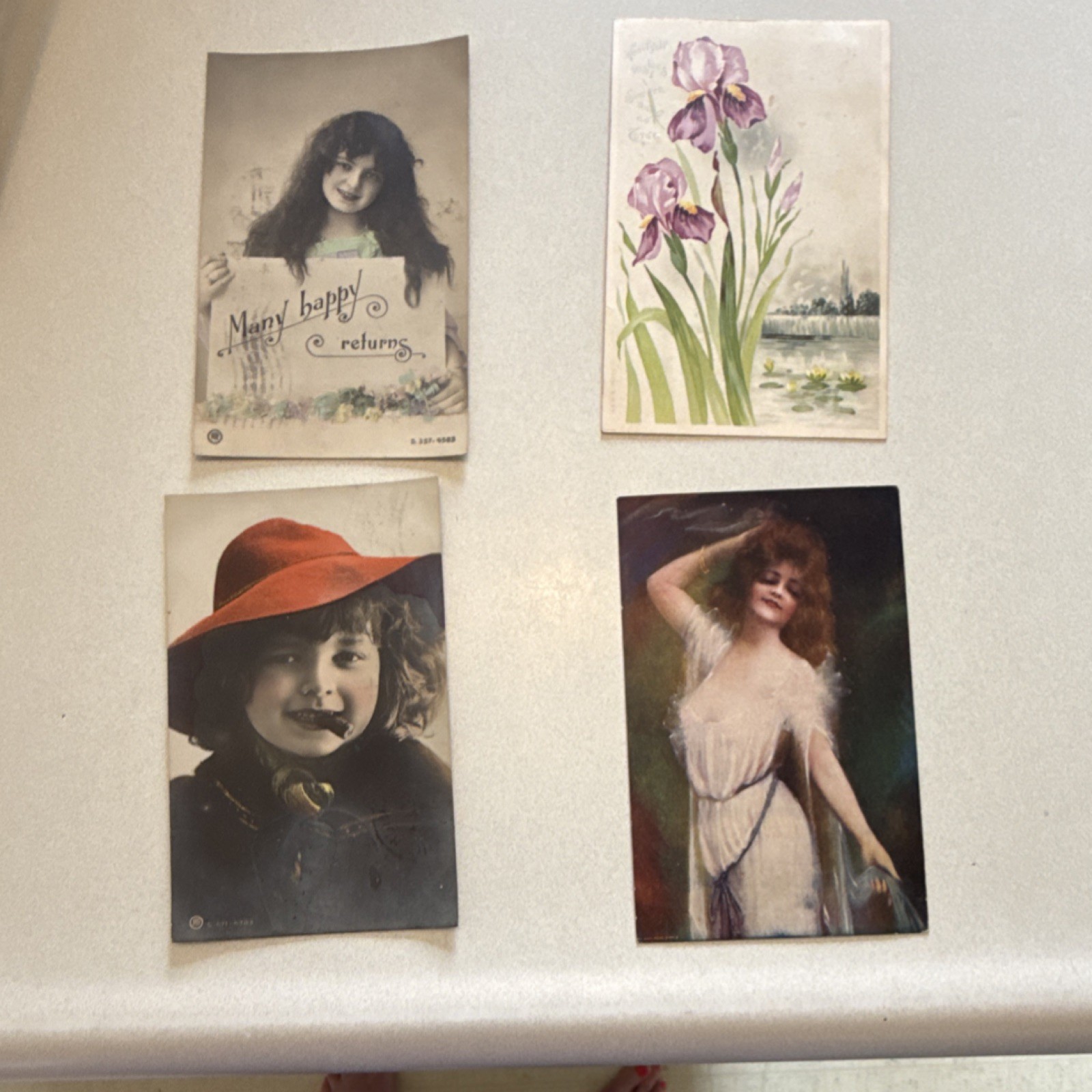 1905-1910 Antique Postcard Lot (4) 1¢ Franklin Stamp Michigan Dowagiac Hartford 