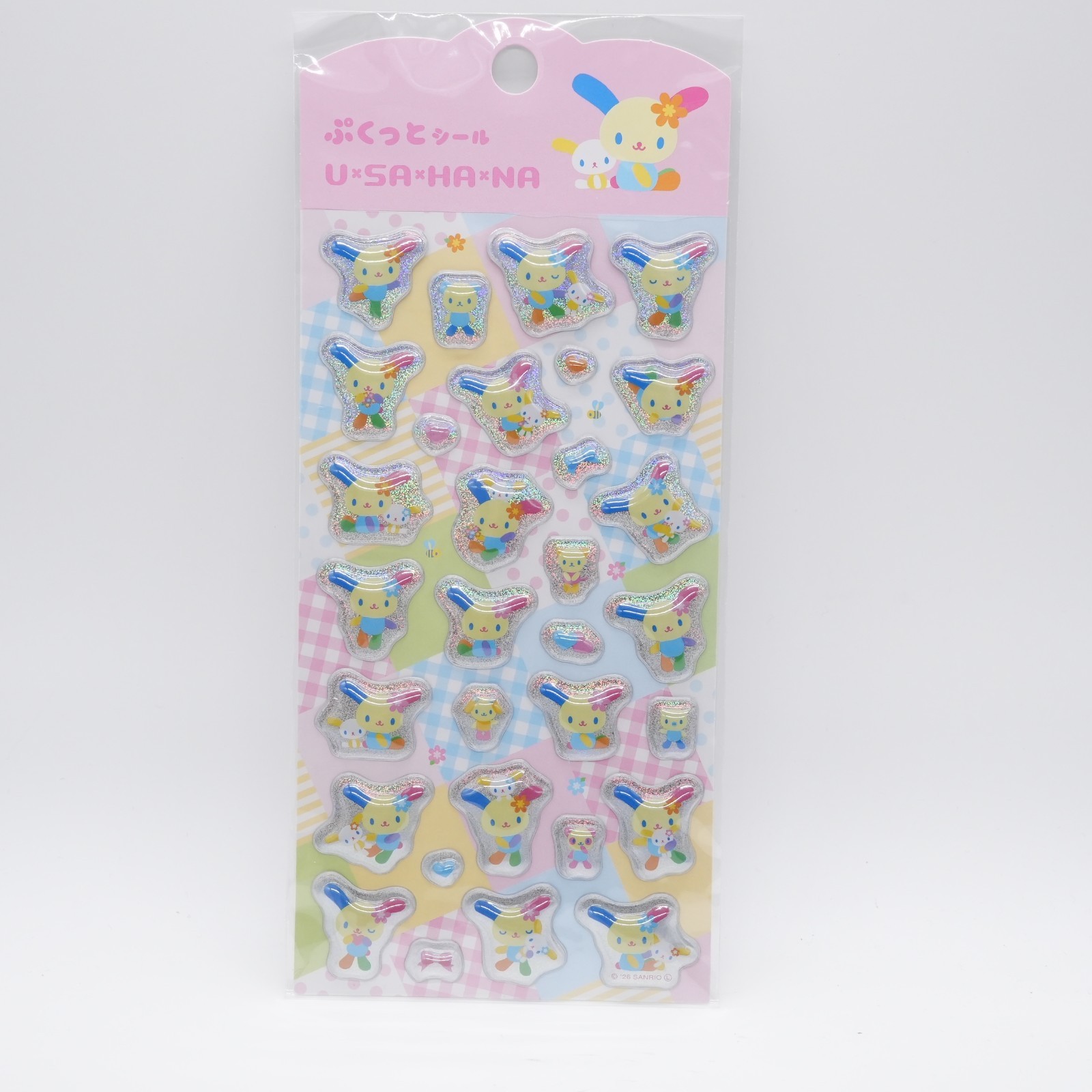 Sanrio JAPAN Usahana Hana-chan 2026 Puffy PVC Stickers Sheet (17.7cm x 9.5cm)