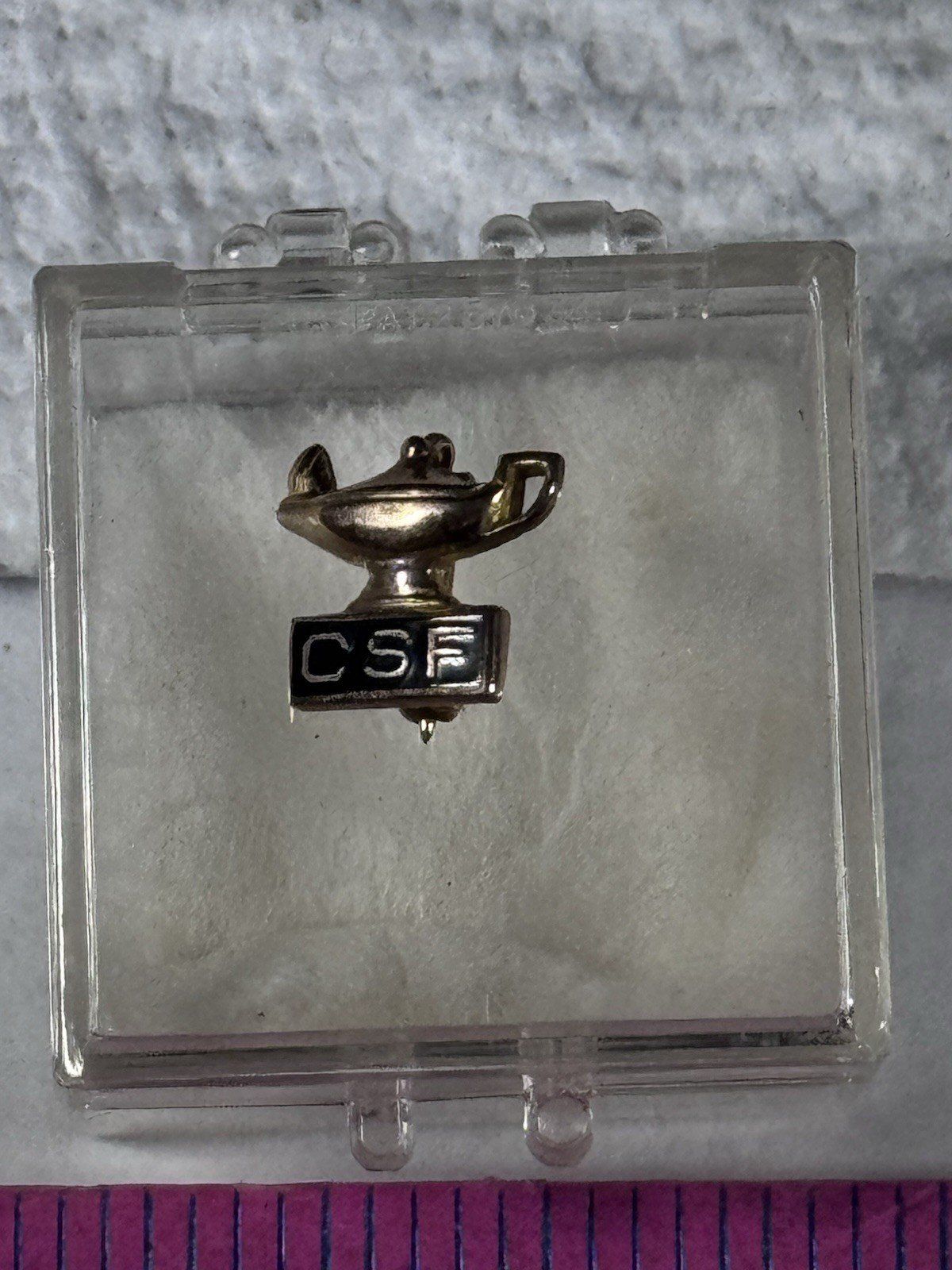 VINTAGE SOLID 10K GOLD CSF CALIFORNIA SCHOLARSHIP FEDERATION GENIE LAMP PIN &BOX