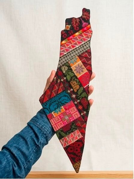Palestinian Embroidery Map Wall Art | Handmade Tatreez Palestine Decor | Gift