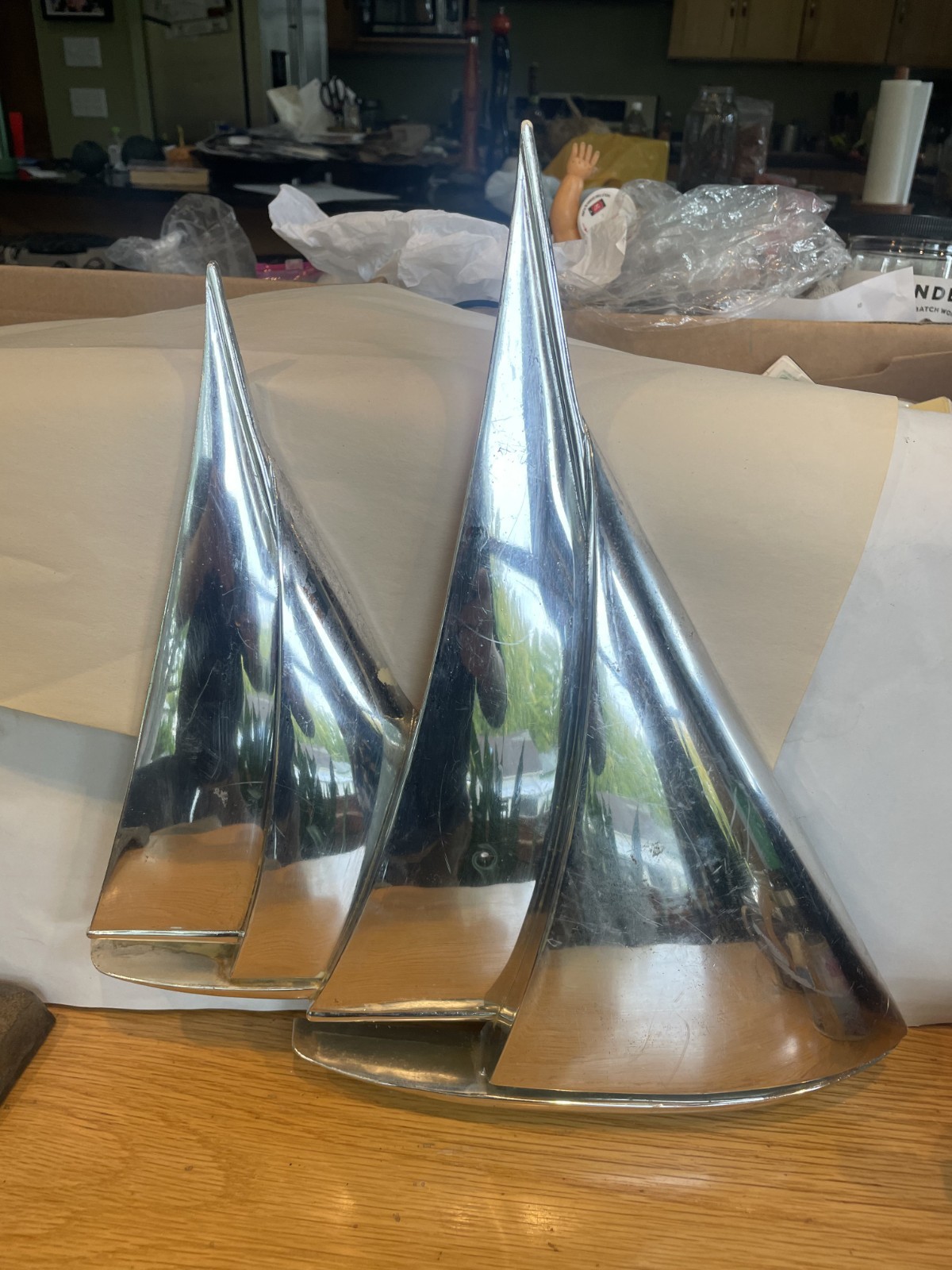 RARE Vtg MCM CHROME COLOR Sailboat Wall Art