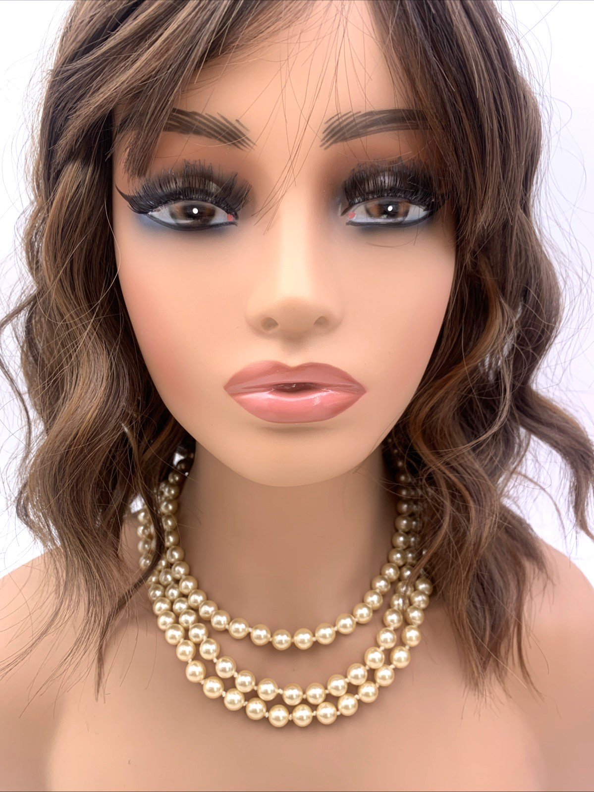 Vintage Jackie Kennedy Pearl 18” Necklace Franklin Mint 3-Strand Signed FM
