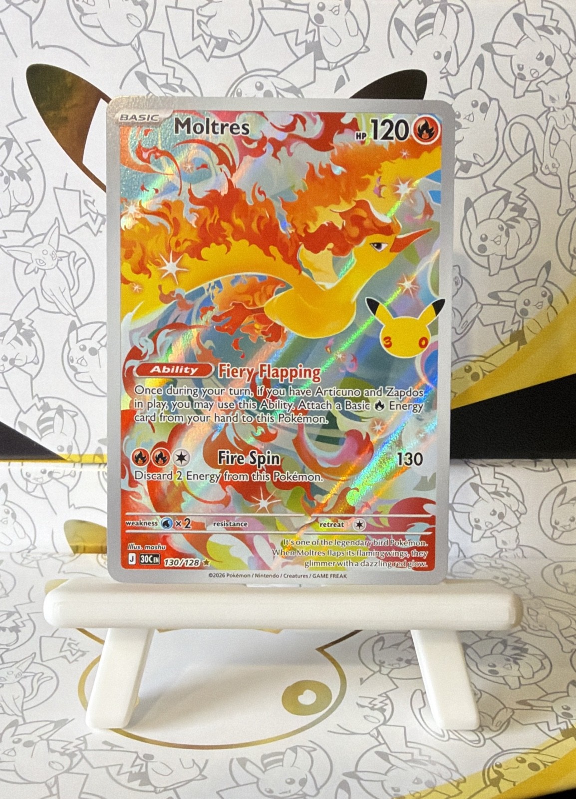 Moltres 130/128 Me: 30th Celebration Holo