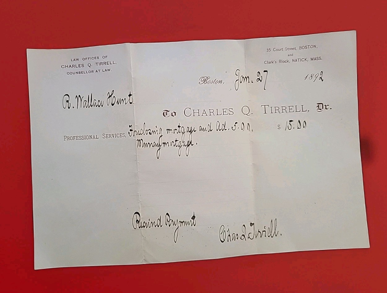 Signed MASSACHUSETTS US Senator Charles Q Tirrell IOOF Odd Fellows Grand Master