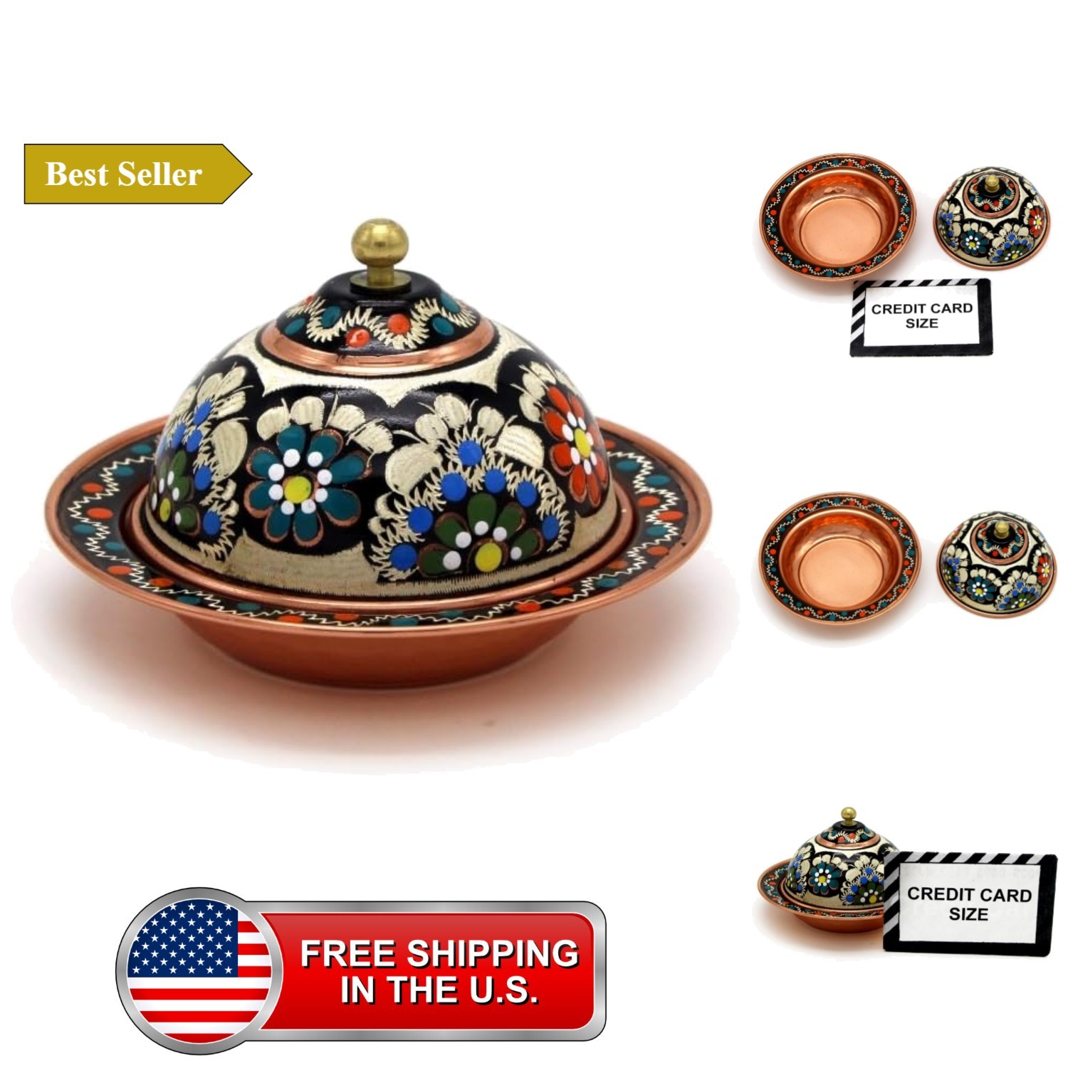Handmade Copper Turkish Delight Candy & Sugar Mini Bowl