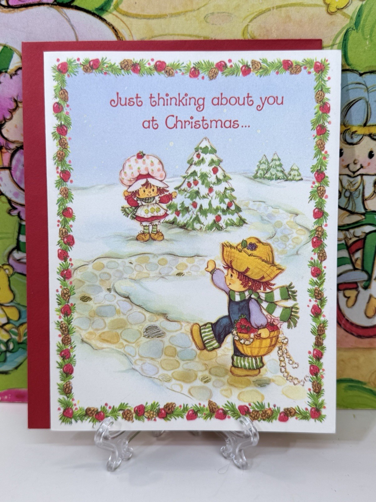 Beautiful Vintage Strawberry Shortcake Christmas Card & Envelope