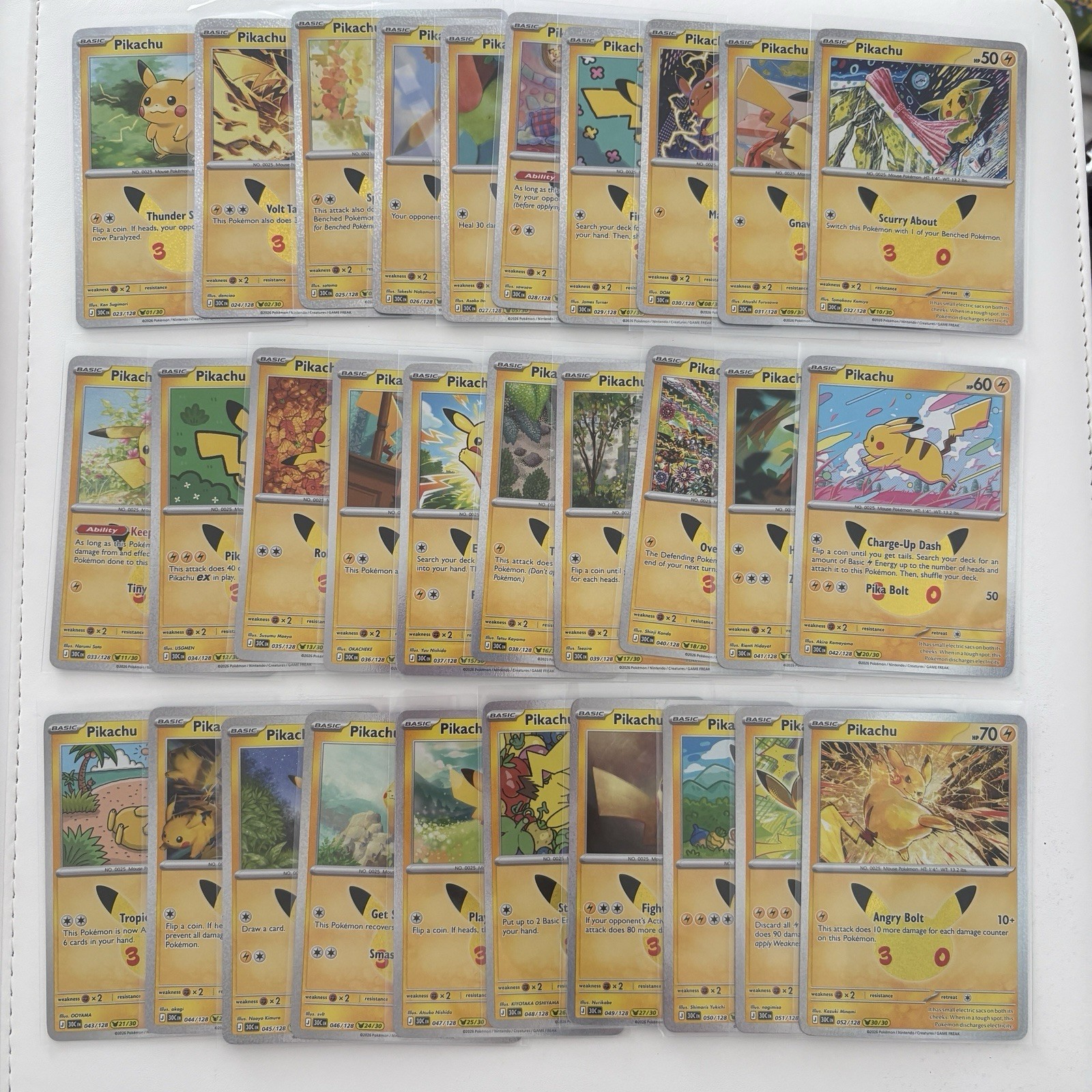 Pokemon TCG 30th Anniversary FULL SET of Pikachu Cards 1-30 NM English