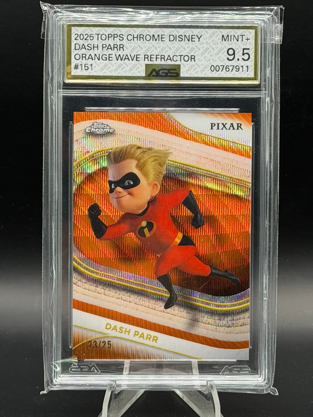 2025 Topps Chrome Disney Dash Parr Orange Wave Refractor /25 AGS 9.5