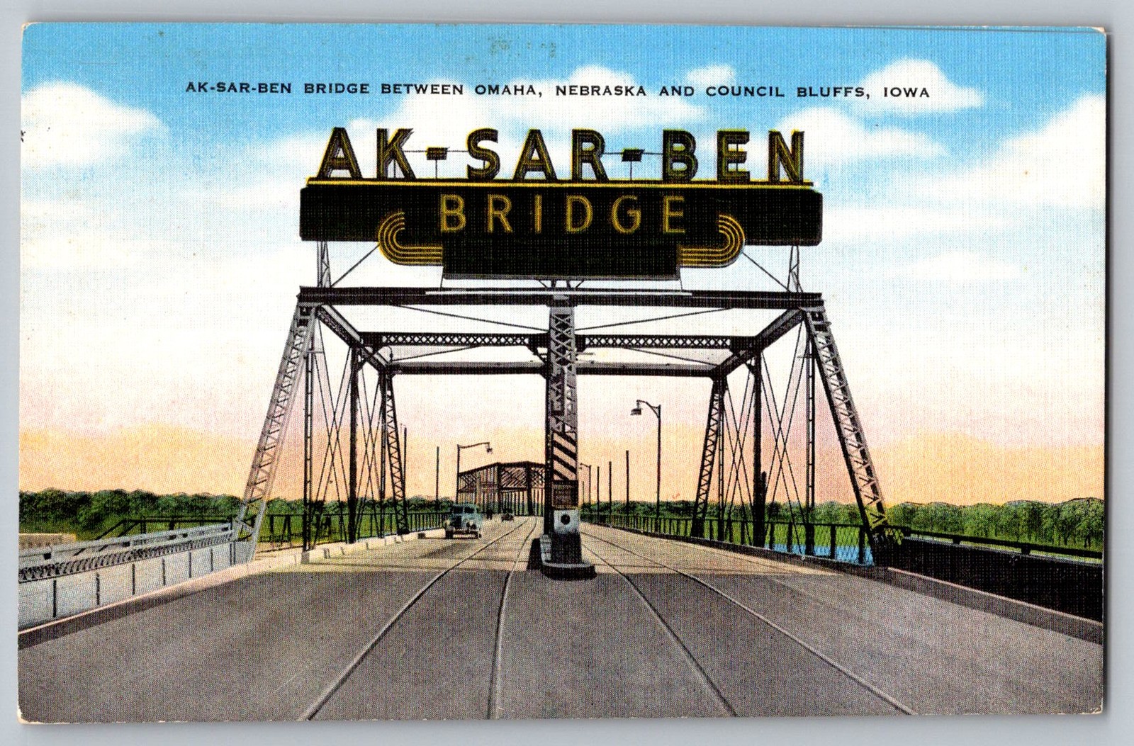Postcard - Ak-sar-ben Bridge Between Omaha, Nebraska And Council Bluffs, Iowa