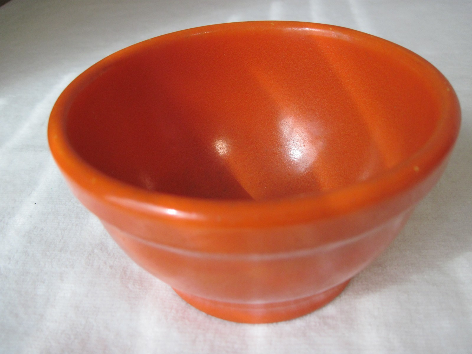 Vtg Bauer Pottery Plainware Orange Mixing Bowl  3