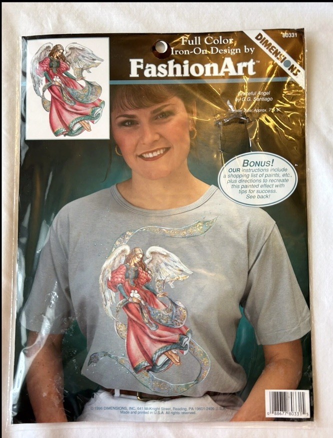Vintage 1996 Dimensions Iron On Transfer Fashion Art #80331 ~ Graceful Angel