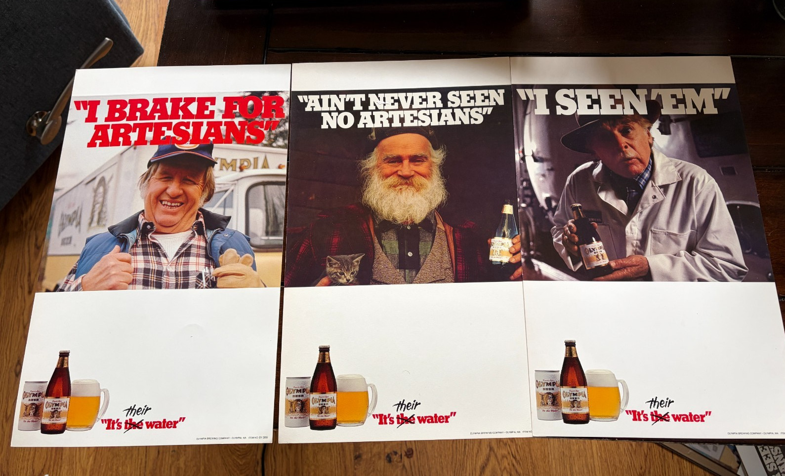 Olympia Brewing Co. Vintage Lot of 3 Different Artesians Advertising Posters