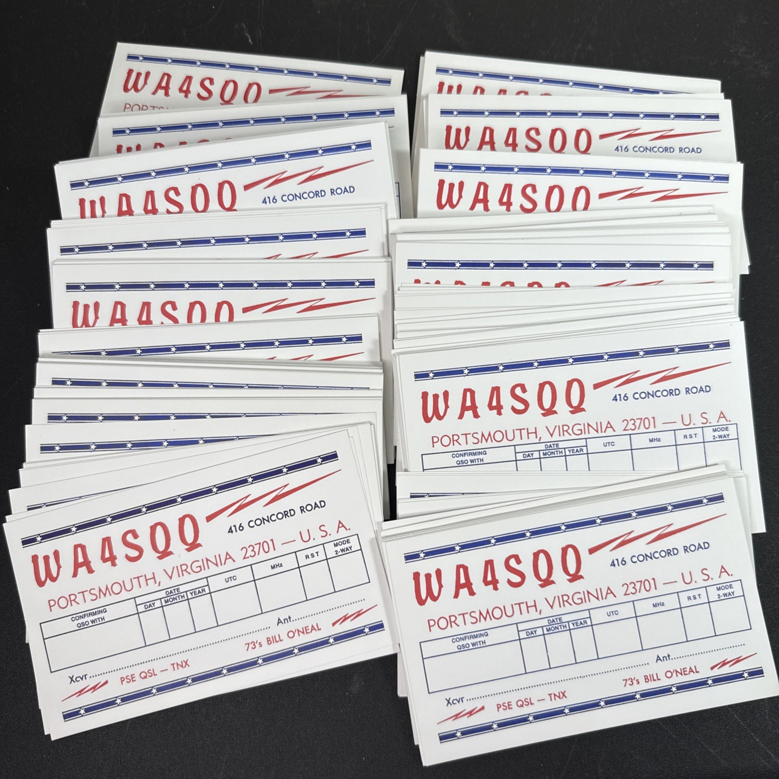 Lot of 238 Vintage Blank QSL Cards WA4SQQ Portsmouth VA Ham Radio USA