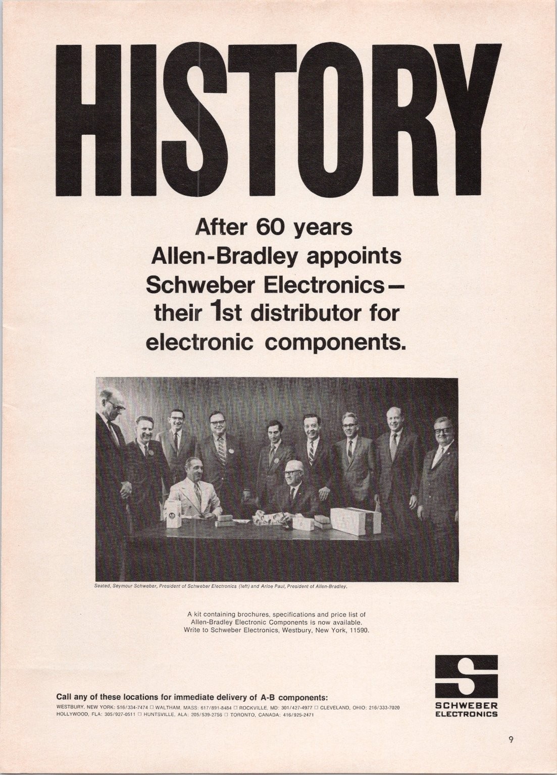 Allen-Bradley Schweber Electronics 1969 Vintage Magazine Ad Photo