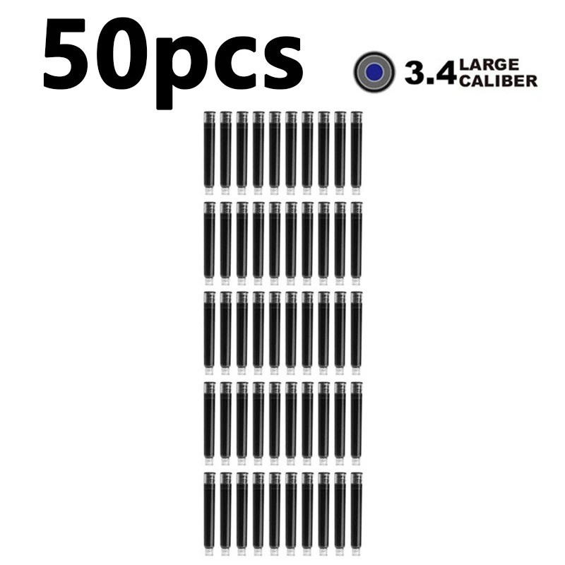 50/100pcs Fountain Pen Ink Cartridges 3.4mm Black Blue Red Universal Refill