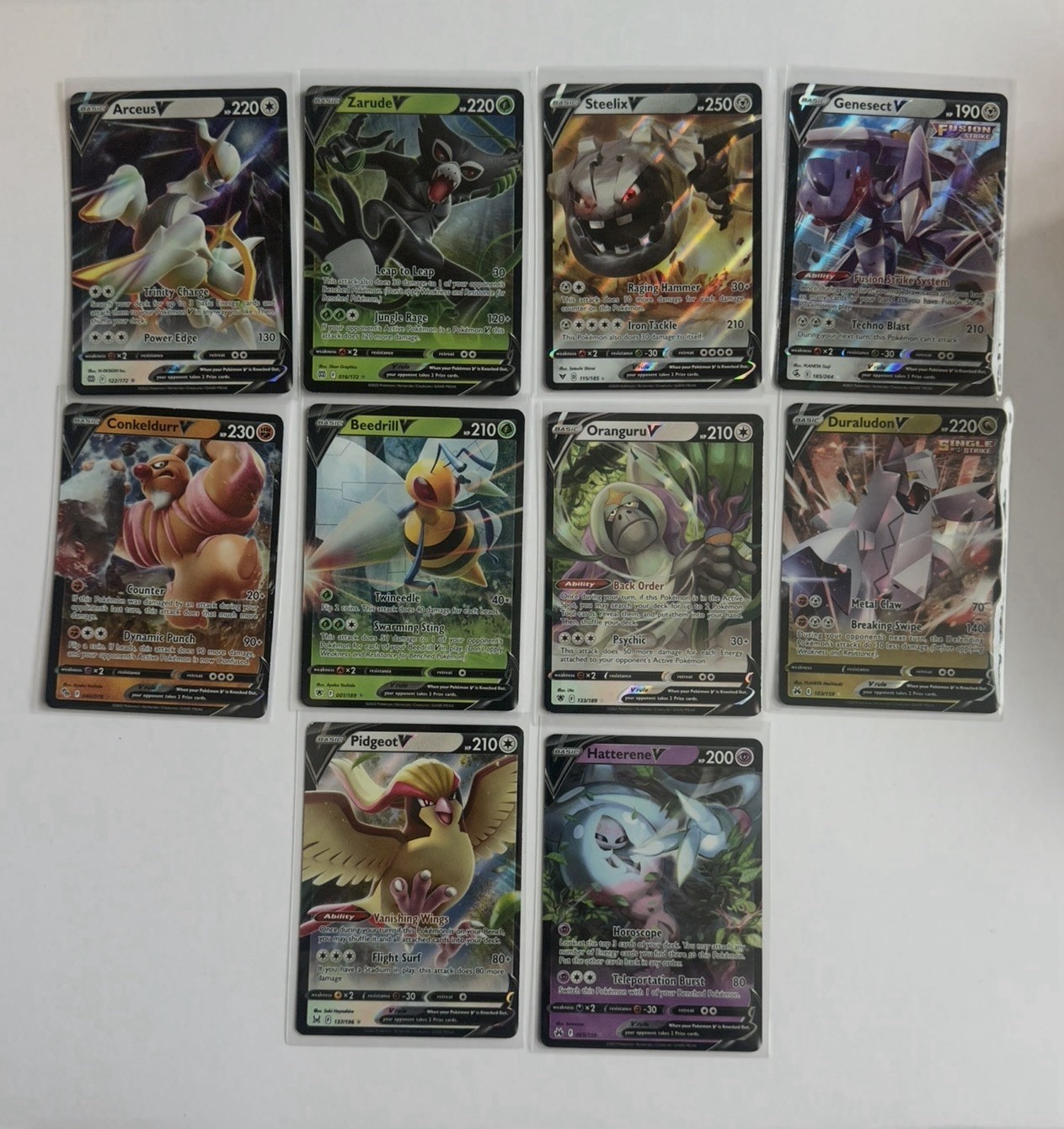 Pokémon TCG 10 Card Lot Arceus V, Pidgeot V, Hatterene V, Organguru V & More.