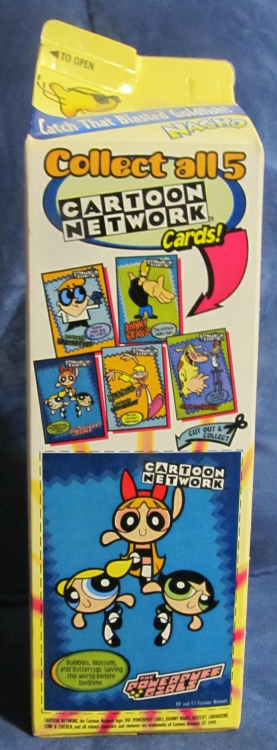 1999 Pepperidge Farms Goldfish Carton Box POWERPUFF GIRLS Card, Cartoon Network