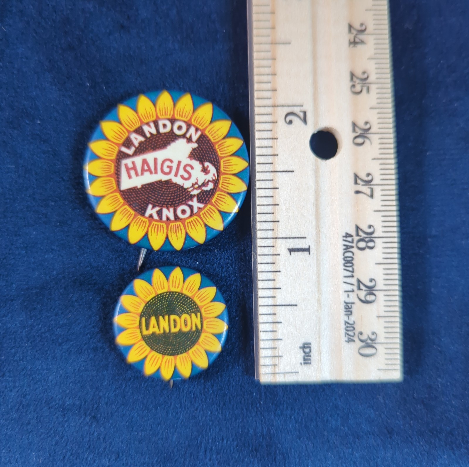 2 Vtg 1936 Landon Haigis Knox Political Campaign Pinback Buttons MASS.