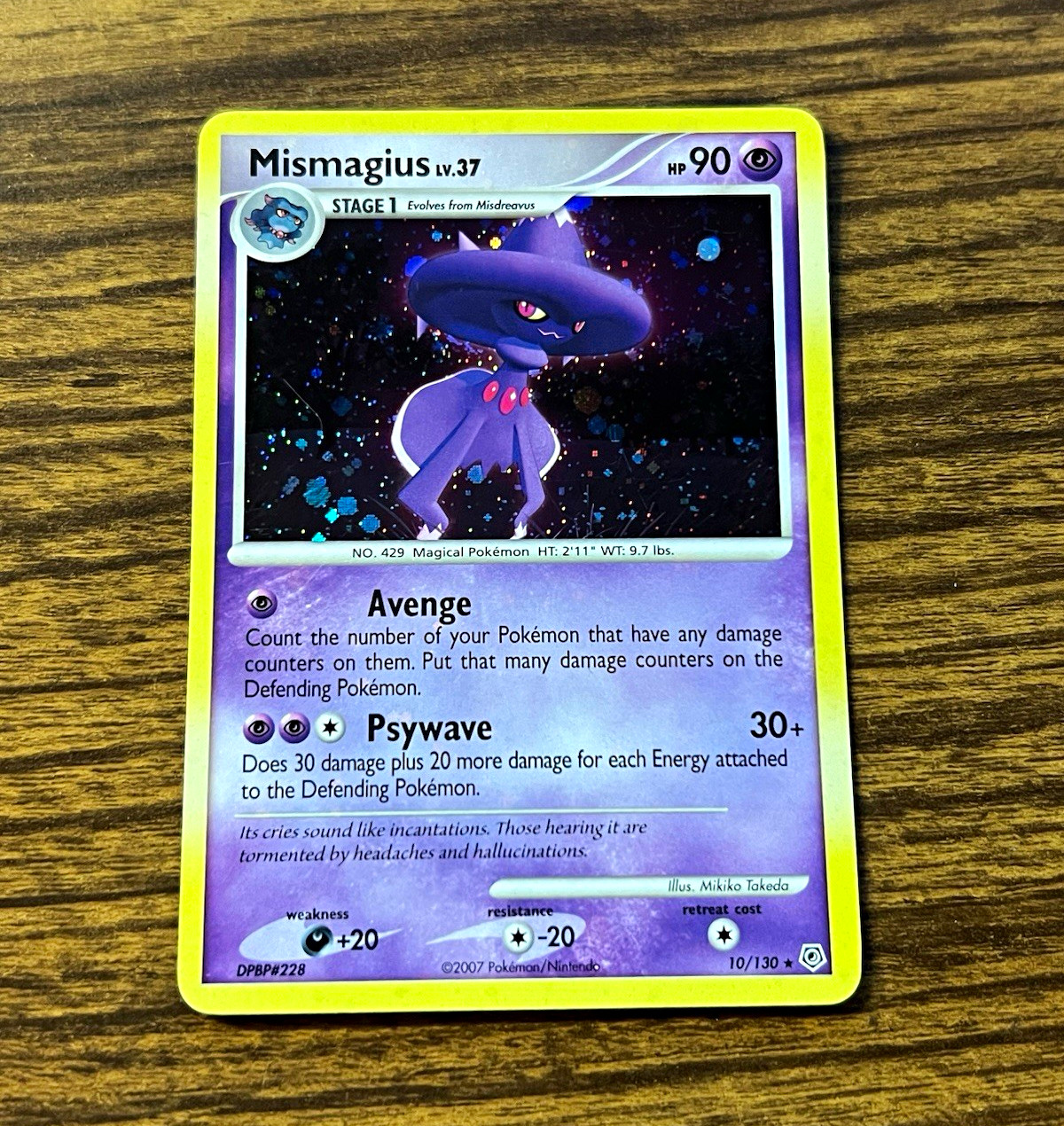 Mismagius 10/130 Pokémon 2007 Diamond & Pearl Holo English (Light Holo Bleed) LP