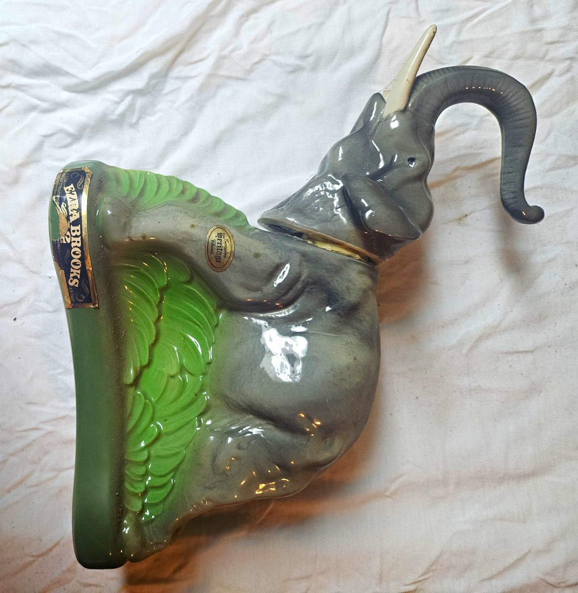 Vintage 1973 Ezra Brooks Elephant Whiskey Decanter Heritage China Bottle 185